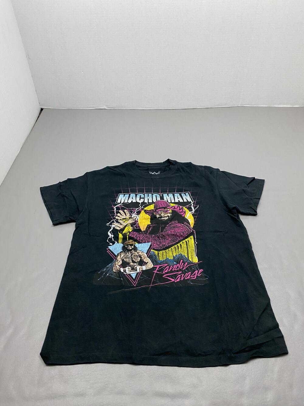 WWE Shirt Mens M Black Macho Man Randy Savage Graphic Wrestling Tee Crewneck